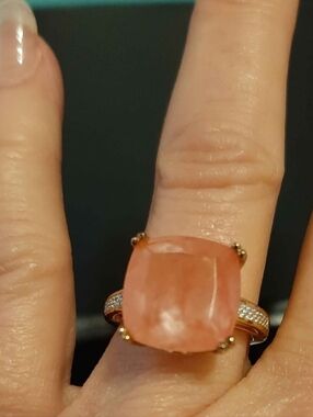 Technibond Cushion-Cut Cherry Glass Ring size 5